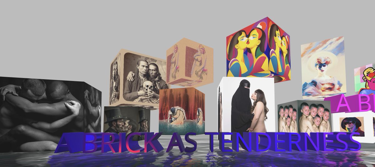cyborg_brujx's tweet photo. A still from "Throwing Digital Bricks: Queer Acts of Protest" for the #wrongbiennale ! For this first section, I grouped works that demonstrated our queer tenderness and grounded in how this is an extremely vulnerable and political act<3 #queerart #digitalart https://t.co/2N79Ay86DB