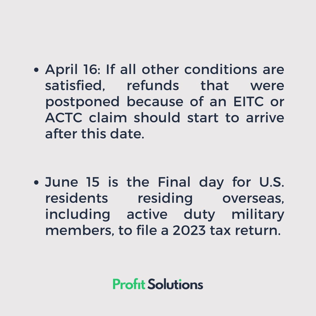 ProfitSolPro's tweet image. Smooth sailing ahead! 🚢✨ Check out the anticipated refund schedule for IRS Returns 2024. Navigate your budget with confidence and set course for financial success! 💼💰

#profitsolutions #business #consultingfirm #accountingfirm #finance #management #taxproblem #taxseason