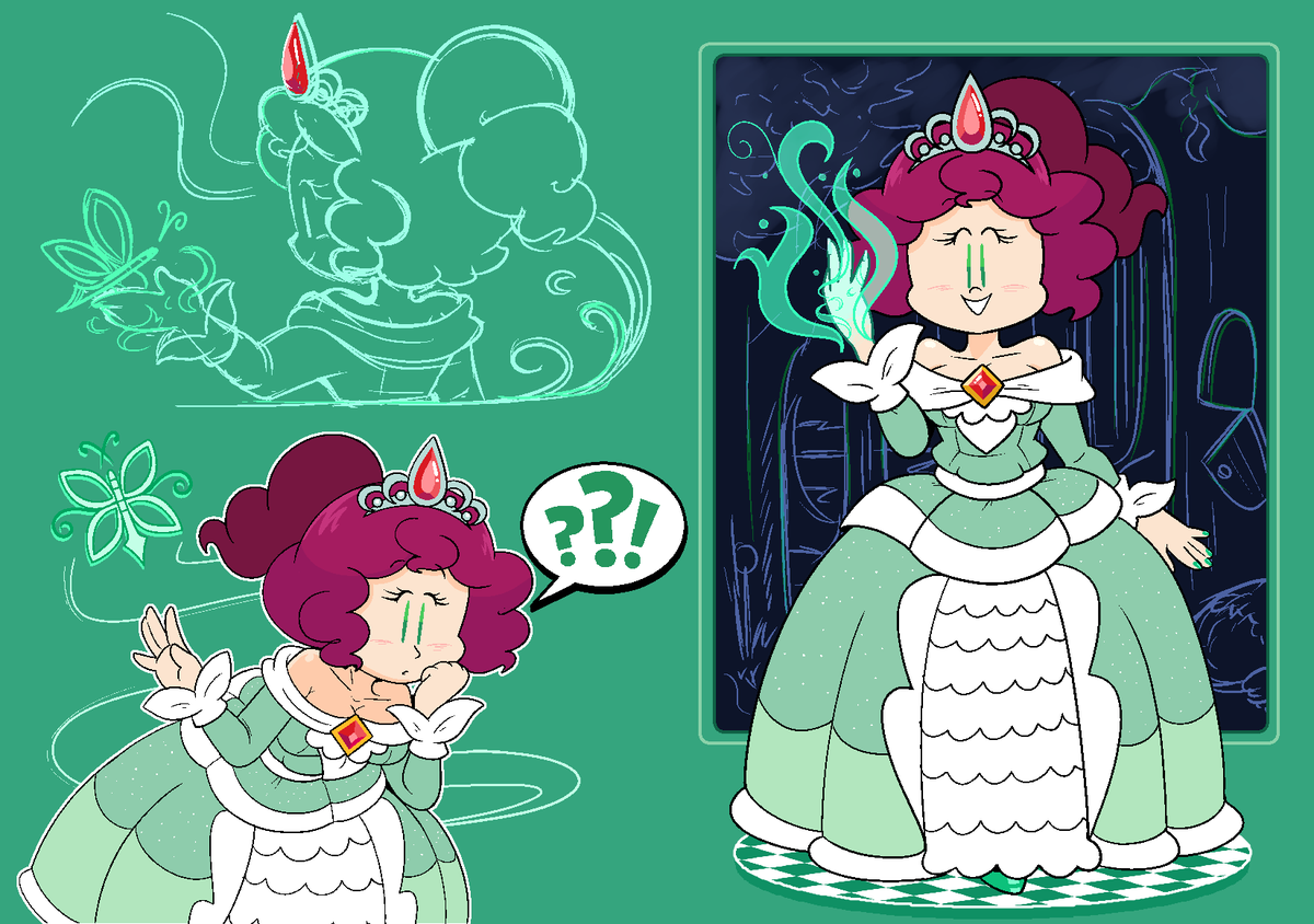 [Mario Princess OC] More doodles of Princess Amelia 💚 A curious maiden from a hidden kingdom!