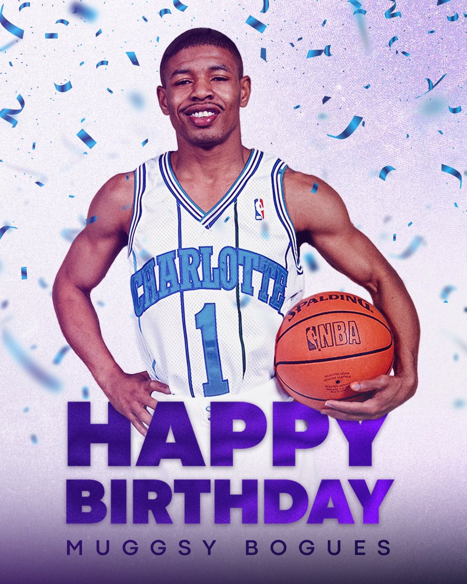 hornets's tweet photo. Happy birthday to Hornets legend and team ambassador Muggsy! 💜 

@MuggsyBogues | #LetsFly35 https://t.co/YVc9MEdKbz