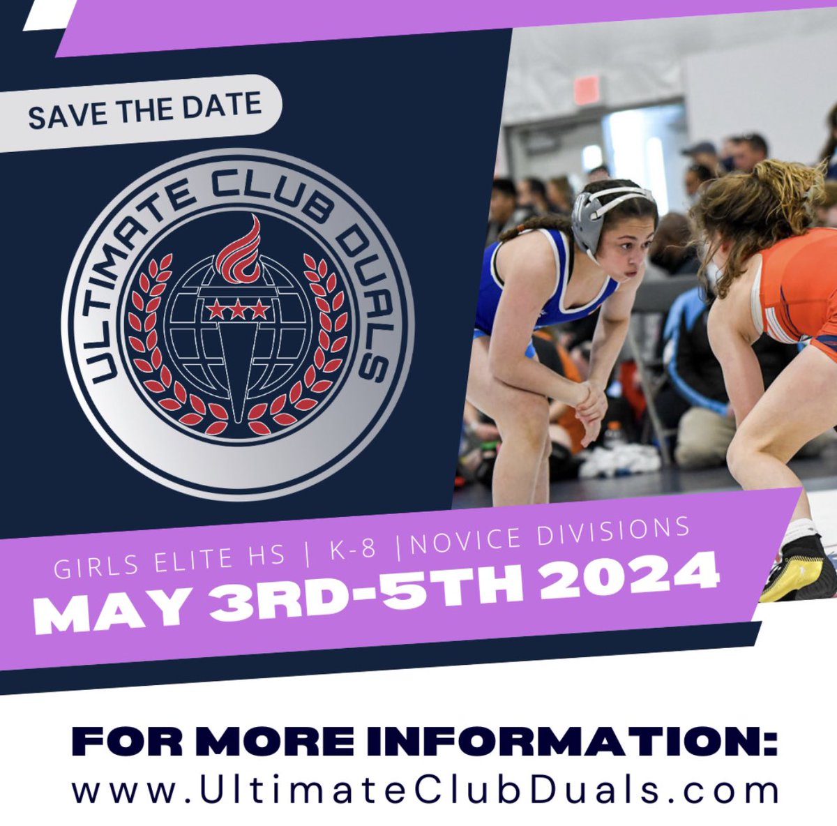ClubDuals's tweet image. UCD Girls National Freestyle Duals - May 3-5, 2024. Hershey/Harrisburg,PA

UltimateClubDuals.com

Freestyle Wrestling + Hershey Park! #comboduals #ultimateclubduals