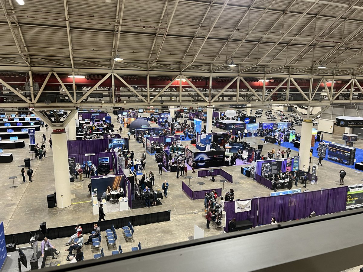 This is from the catwalk hallway that separates the various meetings rooms looking down at the expo hall. Definitely getting my steps in this week. #AAS243