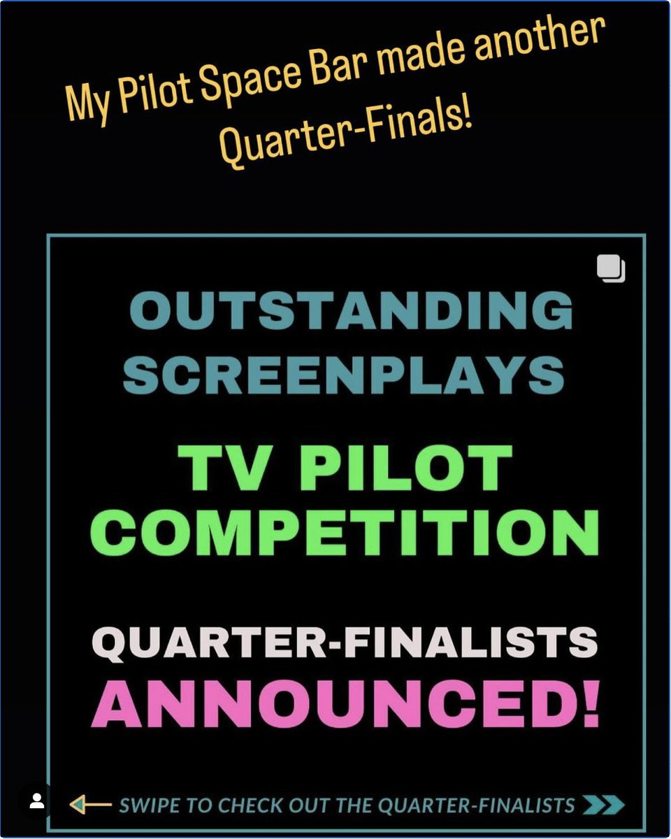 Thank you @outscreenplays for sending Space Bar to the quarter-finals. Anyone out there want to make Cheers in Space?