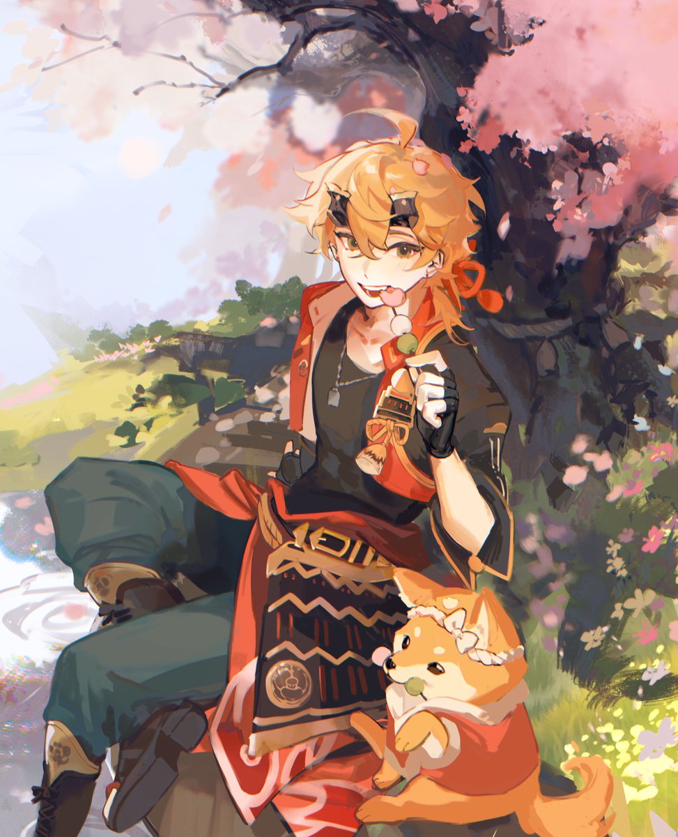 thoma day today!!

this was my thoma card illustration for <a href="/GenshinTarot/">Rebranded to @HoyoTabletop</a> 🎊 ❤️‍🔥 #トーマ生誕祭2024