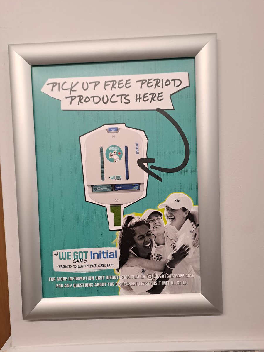 Thanks to the incredible initiative of @ECB_cricket and @Initial_UK we are pleased to now be able to provide FREE period products from in cubicle dispensers. #WeGotGame #PeriodDignityForCricket #thisgirlcan #UppaClyd #AsOne #EmbraceEquity 💙💛💙💛