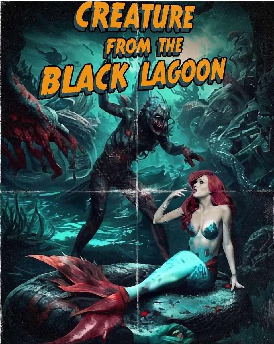 Creature from the Black Lagoon meets Ariel: Nightmare Edit from Scott See Artworks from a bodypaint shoot we did last year🧜🏻‍♀️