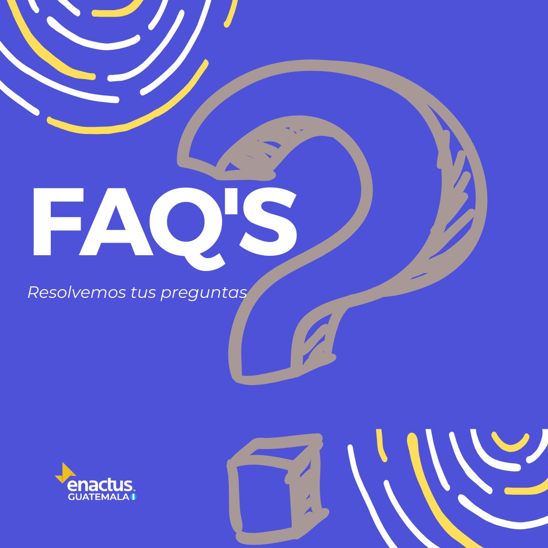 enactusgt's tweet photo. FAQ'S ❓👀
Resolvemos tus dudas

Estas son algunas de las preguntas frecuentes que nos han hecho 🧐 y hoy las resolvemos. ¿Tienes alguna otra?

Dejanos en los comentarios o escríbenos un mensaje 📩 con tus preguntas y con gusto las resolvemos 😉 https://t.co/Tzh2sXnfdX
