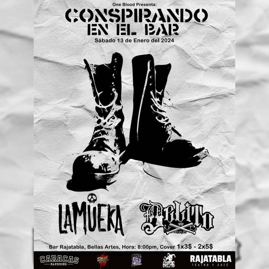 Este sábado 13, La Mueka y Delito se presentan en Rajatabla, una buena oportunidad para descargarla con punk y hxc!
