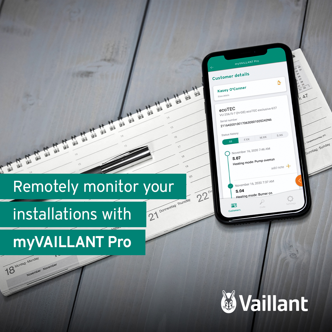 myVAILLANT Pro is completely FREE!

As a Vaillant Advance installer, you login with your Advance details and remotely monitor your customer's boiler installations with access to detailed performance data, fault code history and diagnostic insights.👇

 tinyurl.com/3mn93a59