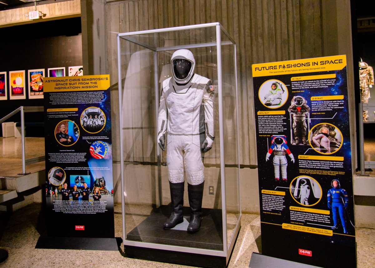 RocketCenterUSA's tweet photo. Do you know what would go great with this @SpaceX space suit? A SpaceX rocket!  Hey @elonmusk, do you have a Falcon 9 you might be looking for a long-term parking spot for? https://t.co/EtY58Ngd0s