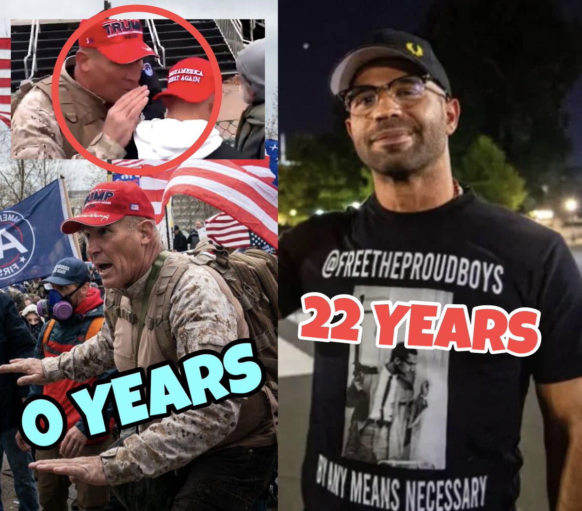 MattWallace888's tweet photo. 🚨BREAKING: RAY EPPS SENTENCED ⚠️

- No Jail Time
- One Year of Probation 
- $500 Fine
- 100 Hours Community Service

Ray Epps:
- Called for people to enter the building on camera
- Showed up at the capital
- Has been accused of being a federal agent

🚨MEANWHILE: Enrique
Tarrio SENTENCED TO 22 YEARS IN PRISON ⚠️

Enrique Tarrio:

- DIDN’T EVEN SHOW UP TO THE CAPITAL ON JANUARY 6TH
- Has NO footage telling people to enter
- Was sentenced using extremely shady “evidence” against him
- Is hated by the elites for being Hispanic and supporting Donald Trump

🚨 “JUSTICE” IS OFFICIALLY DEAD IN AMERICA 🚨

We know for a fact that feds were involved in some capacity with January 6th. After today’s sentencing, it is no longer a conspiracy theory to suggest federal agents may have orchestrated what happened that day!
