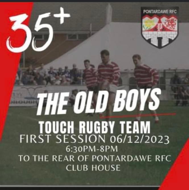 PontardaweRFC's tweet photo. First season of 2024 tomorrow! 

The old boys touch rugby!
6:30pm behind the club house 

Come along and reconnect with past players and friends! Everyone is welcome 🤗 

#uppapont #oldboysrugby https://t.co/WzhXGWo6uo