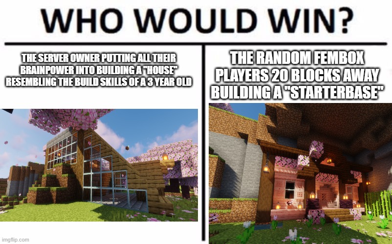 FemboxSmp's tweet photo. This the gayest most boykissing base ever
#smp #minecraft #minecraftserver #femboy https://t.co/nCDko6H39p