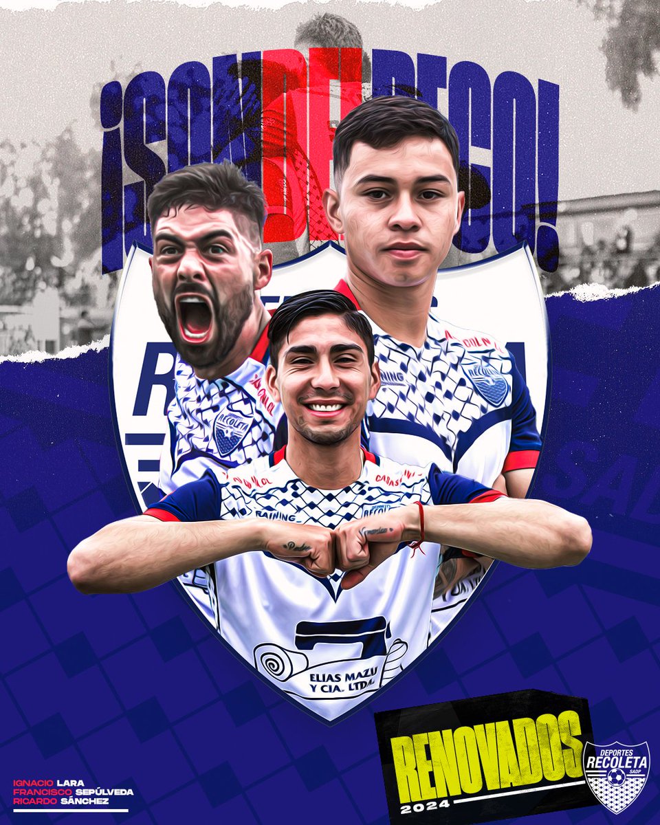 Estamos contentos de anunciar oficialmente que Francisco Sepulveda (Central), Ignacio Lara (Lateral Izquierdo) y Ricardo Sanchez (Volante), seguirán vistiendo los colores del Reco por una temporada más. 🔵⚪ La familia Recoletana les desea un gran 2024.