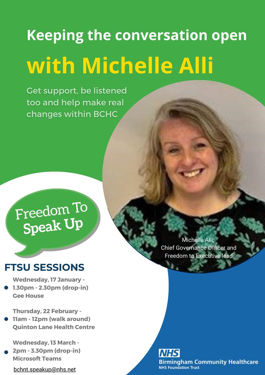 Keeping the conversation open with Michelle Alli, Chief Goverance Officer. Drop-in for a chat next week in Meeting Room 2, Gee House, Holborn Hill @BCHCCoSec @BCHCRKIRBY @StewartReva @galligan41 @SeemaGudivada @simonbates01 @LegalBCHC @AsrBchc @BGC74 @Tonyesikabs @violah31