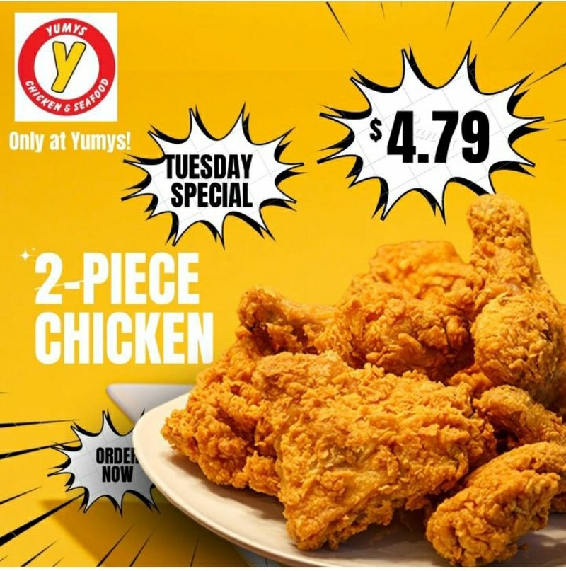 TUESDAY SPECIAL: 2-Piece Chicken! Visit yumys.ca #chicken #chickensandwich #halalfood #chicken #wings #sandwiches #burgers #fastfood #healthyfood #hma #foodiguys #burger #toronto #malton #rice #zabiha #hashtaghalal #fries #chicken #bbqwings #broastchicken #coleslaw