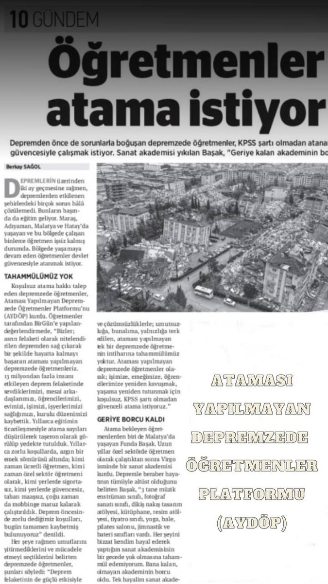 İnsanı yaşat ki devlet yaşasın.Şartsız atama bekliyoruz 
<a href="/RTErdogan/">Recep Tayyip Erdoğan</a> <a href="/EmineErdogan/">Emine Erdoğan</a> <a href="/MehmetFendogluu/">MEHMET FENDOĞLU 🇹🇷</a> <a href="/emrkongar/">Emre Kongar</a>
<a href="/lutfikasikci/">lütfi kaşıkçı🇹🇷</a> <a href="/HuseyinYayman/">Hüseyin Yayman🇹🇷</a> <a href="/cagdasbayraktar/">Çağdaş Bayraktar</a> <a href="/ademyesildal/">Adem Yeşildal.🇹🇷</a> <a href="/erkbas/">Erkan BAŞ</a> <a href="/Suat_Ozcagdas/">Suat Özçağdaş</a> <a href="/nerminyldrmkara/">Nermin Yıldırım KARA</a> <a href="/SuzanSahin1881/">Suzan ŞAHİN</a> <a href="/mguzelmansurchp/">Mehmet GÜZELMANSUR</a> <a href="/MullaogluServet/">Servet Mullaoğlu</a>
#UnutuldukTükendik