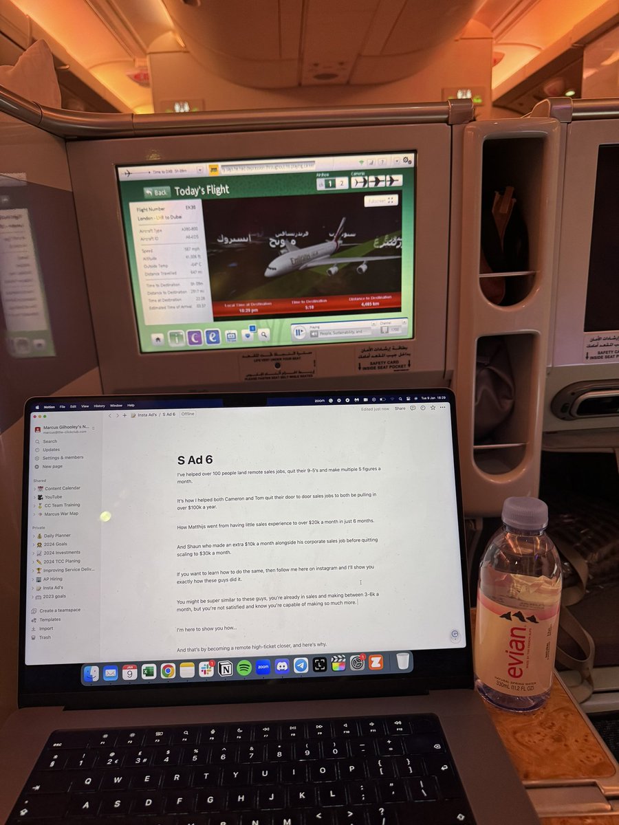 40,000ft in the air, staying hydrated and ripping ad’s