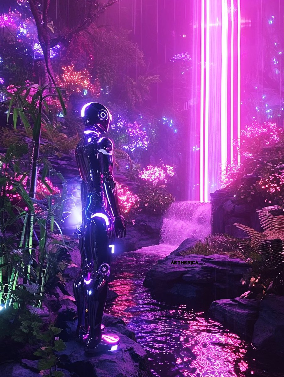 AethericaX's tweet photo. Character: Robot Gardener
Tending to the neon waterfalls is a full-time job.
World: #CodexNeon | #Worldbuilding | #MidjourneyV6 | #ConceptArt https://t.co/Axj3EqoUpf
