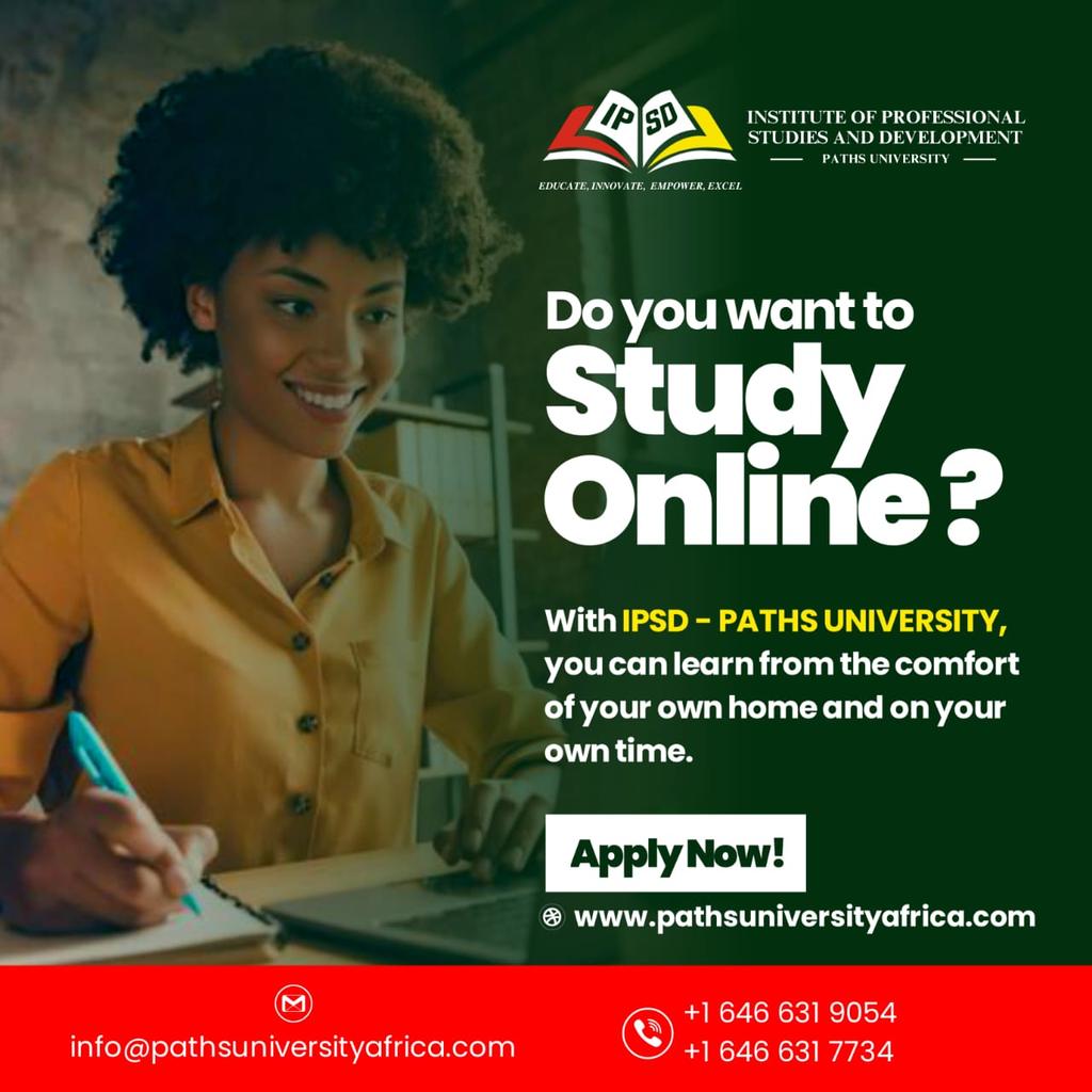 IbrahimMusa1988's tweet photo. At Institute of Professional Studies &amp; Development PATHS University (IPSD-PATHSU), we understand that everyone's educational journey is different. That's why we offer flexible online programs that can be tailored to your unique needs and goals. https://t.co/pGOyF2ZofN