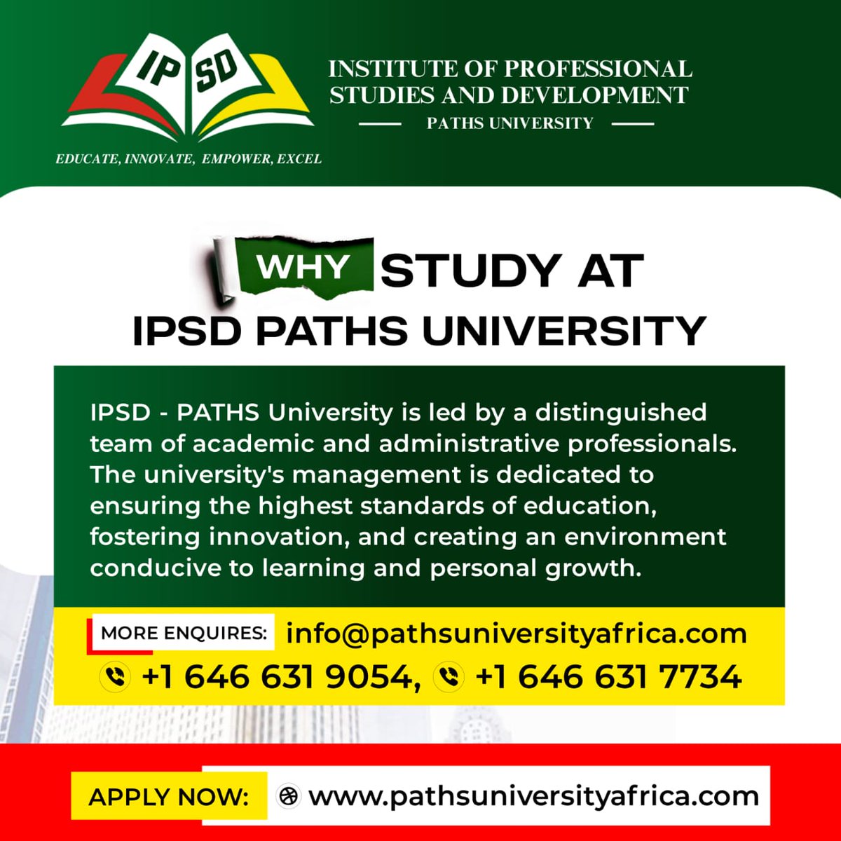 IbrahimMusa1988's tweet photo. At Institute of Professional Studies &amp; Development PATHS University (IPSD-PATHSU), we understand that everyone's educational journey is different. That's why we offer flexible online programs that can be tailored to your unique needs and goals. https://t.co/PYabE6B7uP