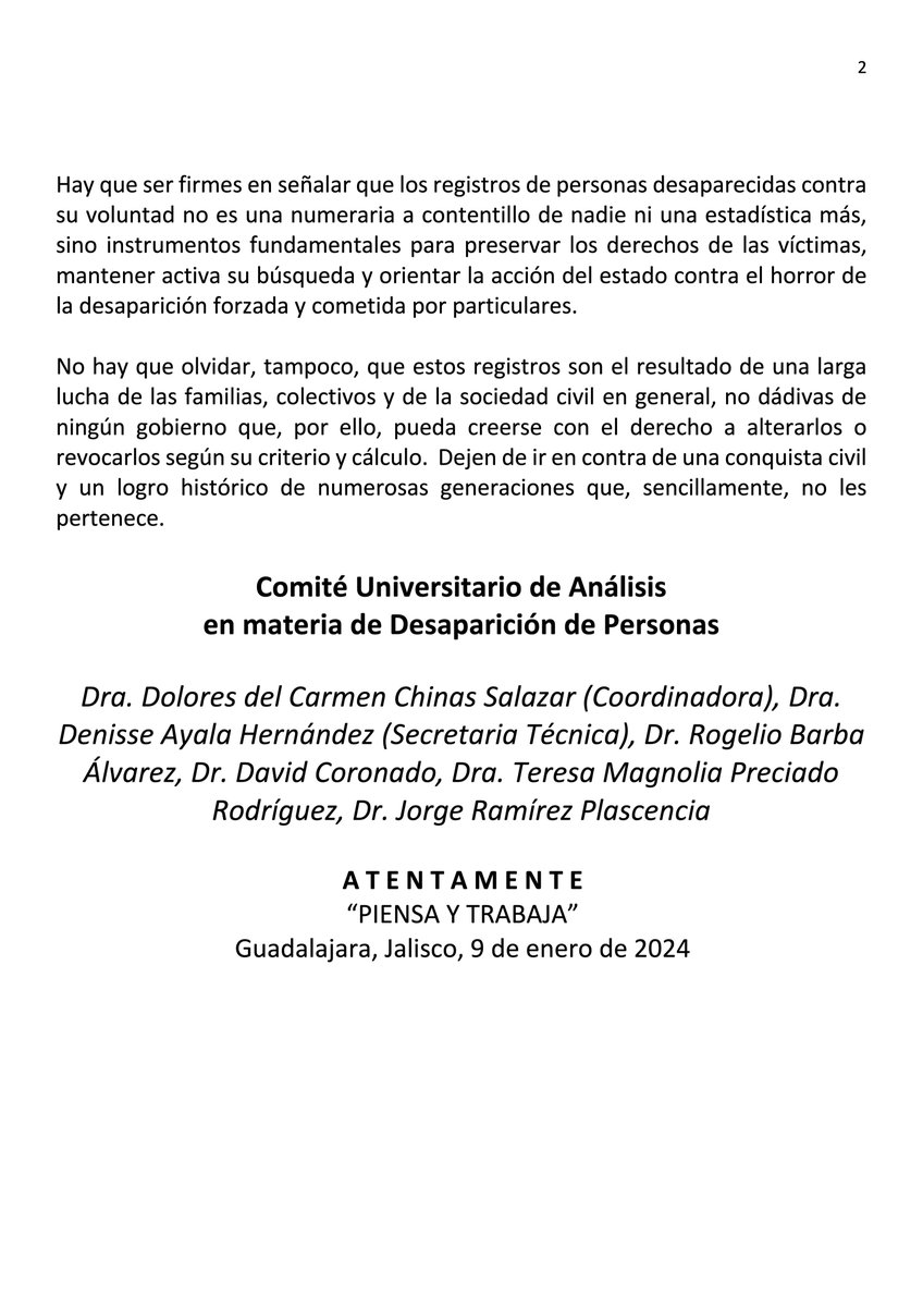 "Como Colectivo Entre Cielo y Tierra <a href="/CieloColectivo/">Colectivo Entre Cielo y Tierra</a>  nos sumamos a este escrito. Muchas gracias por seguir en la  lucha con nosotras las familias, y visibilizando las situaciones de violación a DH. Estamos en desacuerdo con este Censo que altera gravemente el RNPDNO".