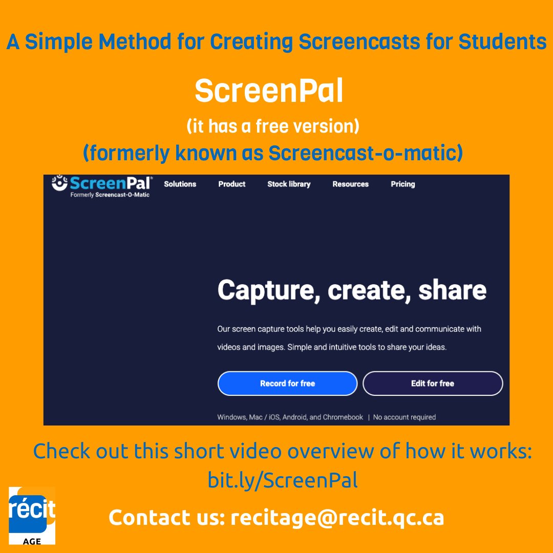 You want to make screen casts but don't know where to start? :-) #recitage #screenpal #adultgeneraleducation #screencasts