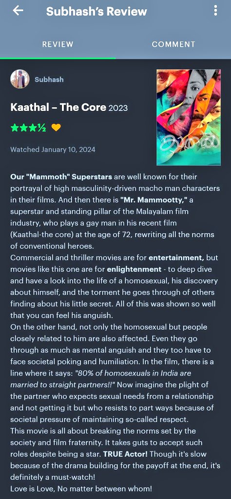 SKakanuri's tweet photo. My ★★★½ review of Kaathal – The Core on Letterboxd https://t.co/sTwfHqkVbA
#Kaathal #Mammootty𓃵 #Mammukka #Jyothika #Joebaby #Malayalam #Kaathalthecore https://t.co/DSPTbIAeLZ
