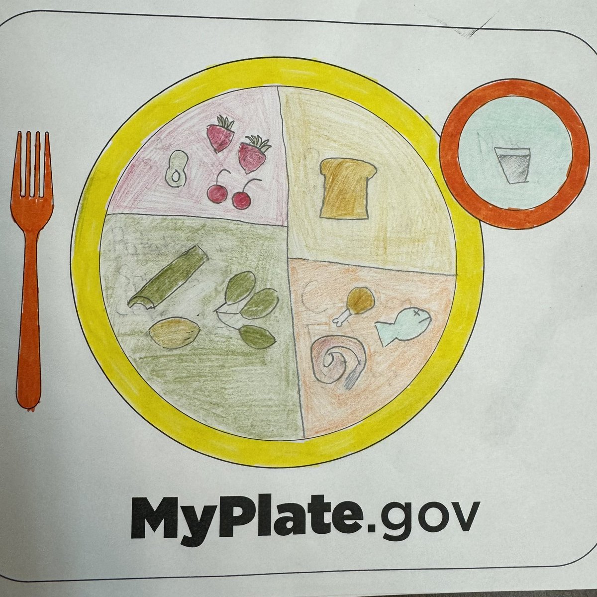 Plates with personality! Our students in health class got creative with MyPlate, designing healthy dishes that look delicious 🍽️