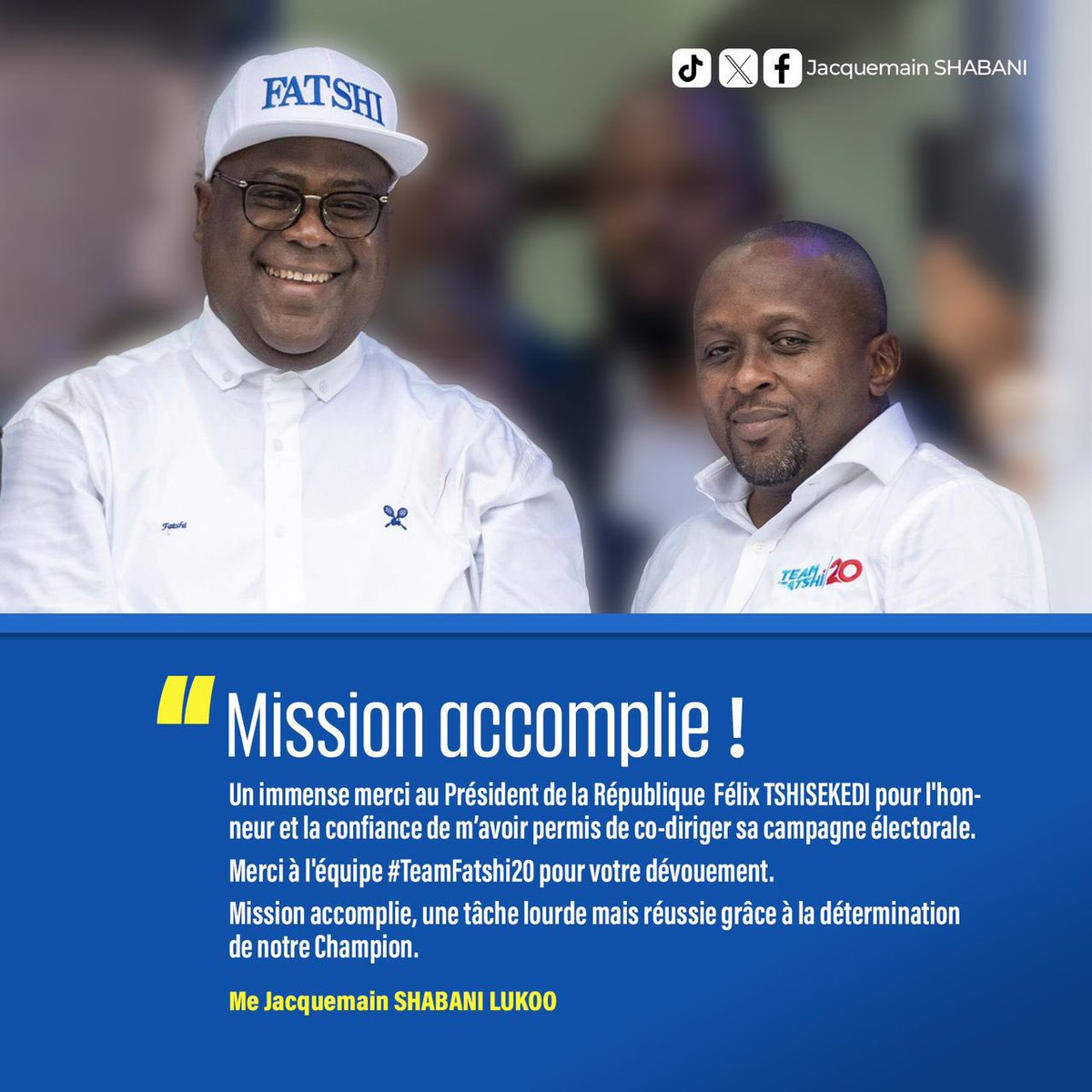 shabani_lukoo's tweet image. Mission accomplie !
Félicitations à vous, #PR06