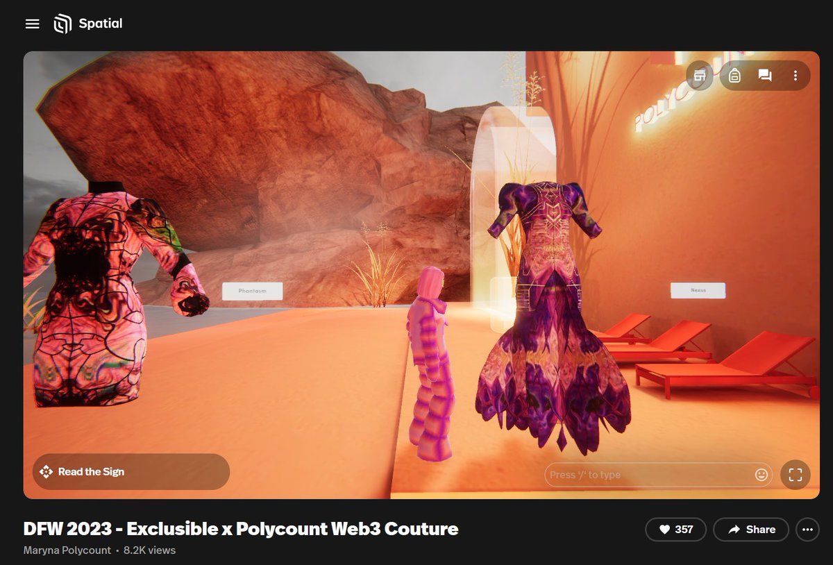 META SPACE 6 : DFW2023 @exclusible x @Polycount_io WEB3 COUTURE @semioshyna #Metaverse #web3 #digitalfashion #metaversefashion #virtualfashion #MVFW #MVFW2023 #immersive