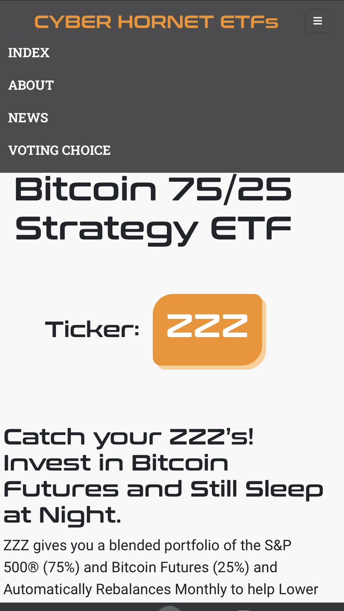 JAlanReid's tweet image. Brilliant new fund offers 

75% #SP500
25% #BTC futures

The key is rebalancing as is true w all non correlated assets (exactly why we created #LiquidAlts @ #ForwardFunds)

But wait, they also offer #TruePassThrough Voting

$ZZZ OneFund.io