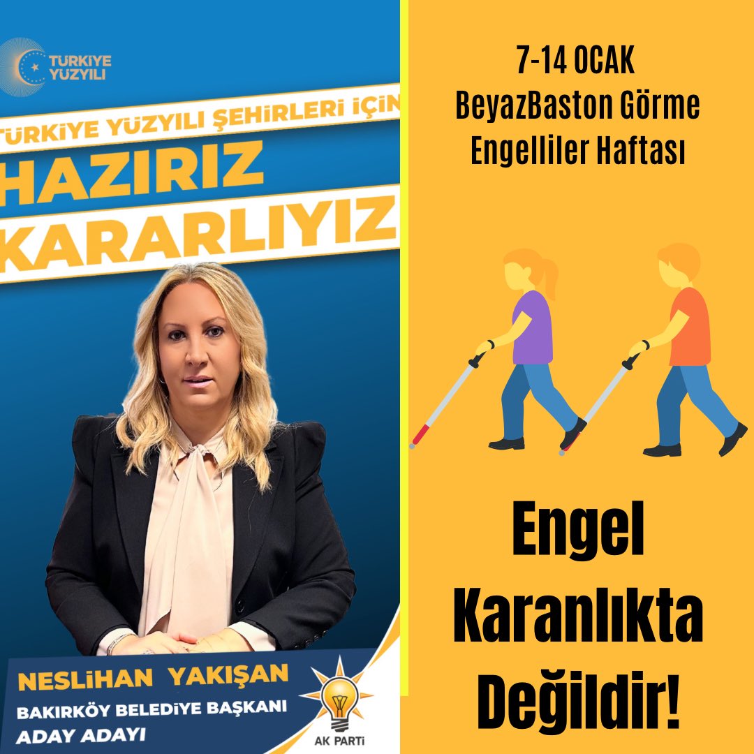 Sadece “Beyaz Baston Görme Engelliler Haftası” nda değil, her gün engellerin kaldırıldığı ve
farkındalığın arttığı bir dünya diliyoruz.Görmezden Gelmeyelim, Engel Karanlıkta Değildir.

#beyazbastongörmeengellilerhaftası 
#yenidenistanbul 
#sevinistanbul 
#hazırızi̇stanbul