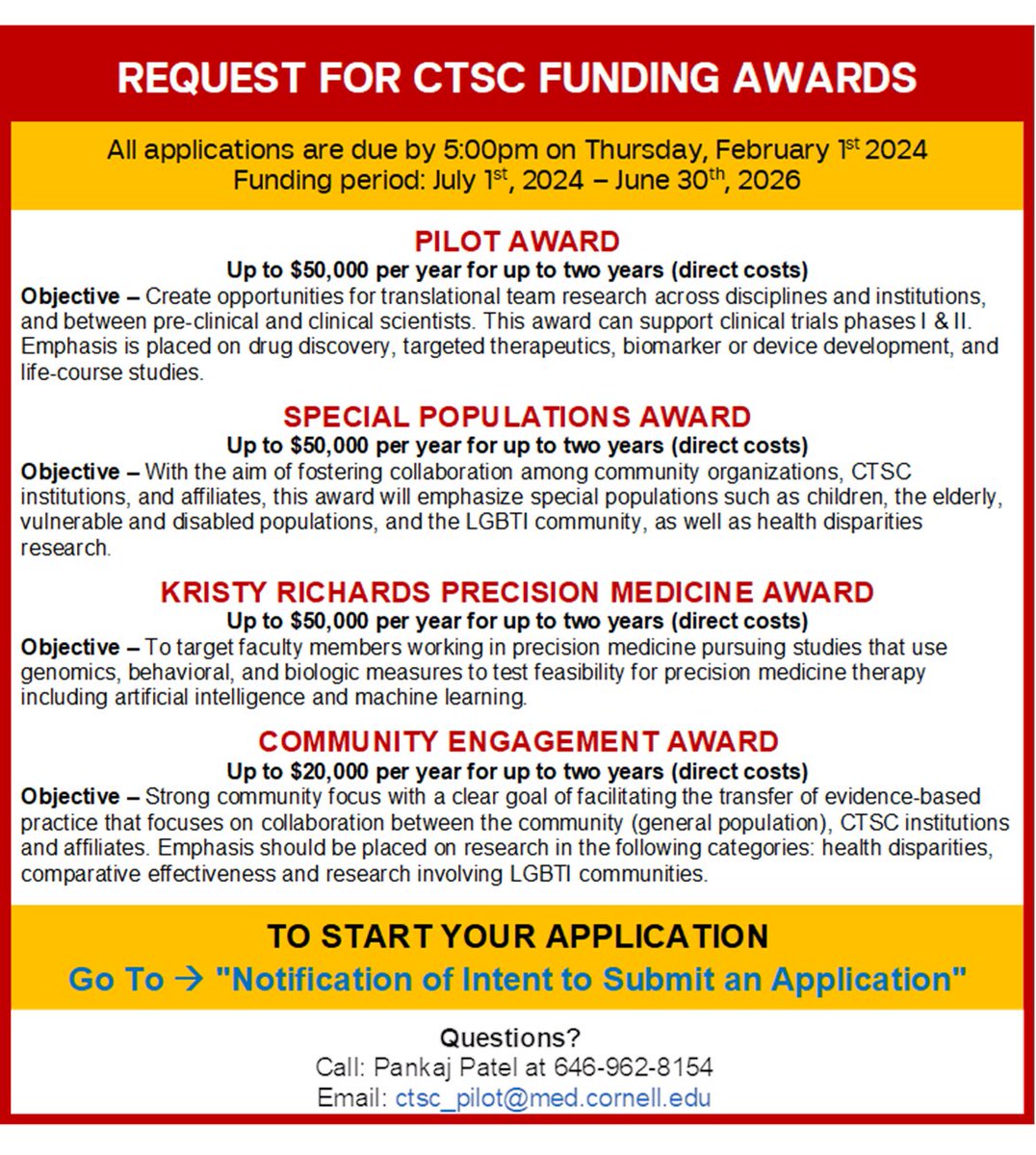 Click below to start your application: webcamp.ctsc.weill.cornell.edu/WebCAMP/Source…$ #WeillCornell @WCMC_CTSC #FundingAwards