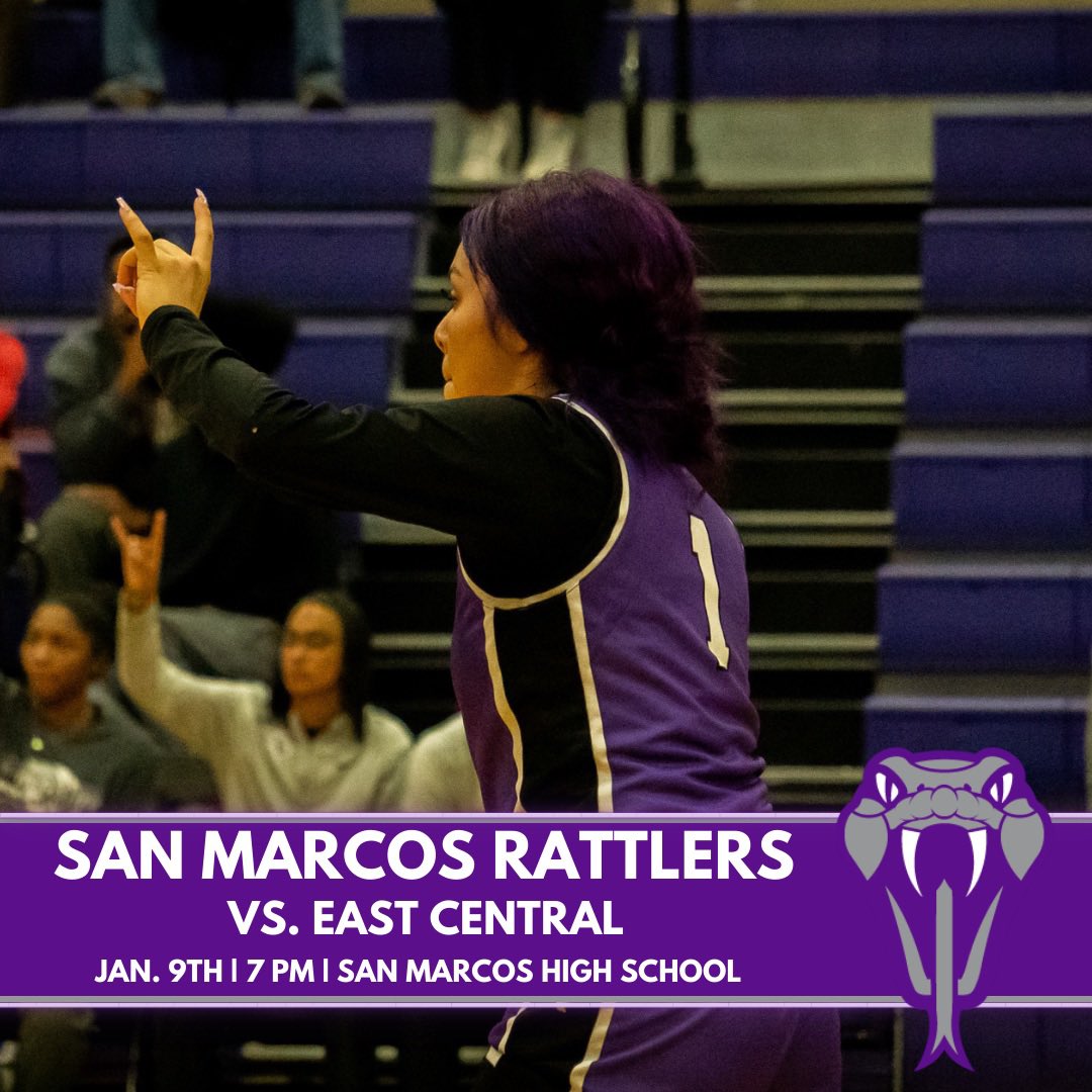 KTSWSports's tweet photo. Game 2 of District play tonight for the Lady Rattlers at the Snake Pit. 😤

🆚: East Central
📍: San Marcos High School 
⏰: 7 PM
🎙️: @Paxton_Graf and @Koby_kj 
📻: @ktsw899 

Tune in to the call with the link in our bio! ⬆️

#KTSWSports 📻 | #SMHSGBB 🏀 | #RattlerUp 🐍 https://t.co/88CNqcLZsd