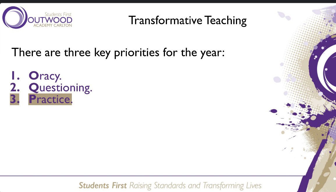 OACarlton's tweet image. Tonight's #CPD delivered on the 3rd of our 3 #T&L priorities for this academic year: Practice.
Underpinned by our Core Purpose & our T&L Standard, with the thread Checklists, teachers engaged with 3 research-informed workshops, after the introduction.
#TransformativeTeaching