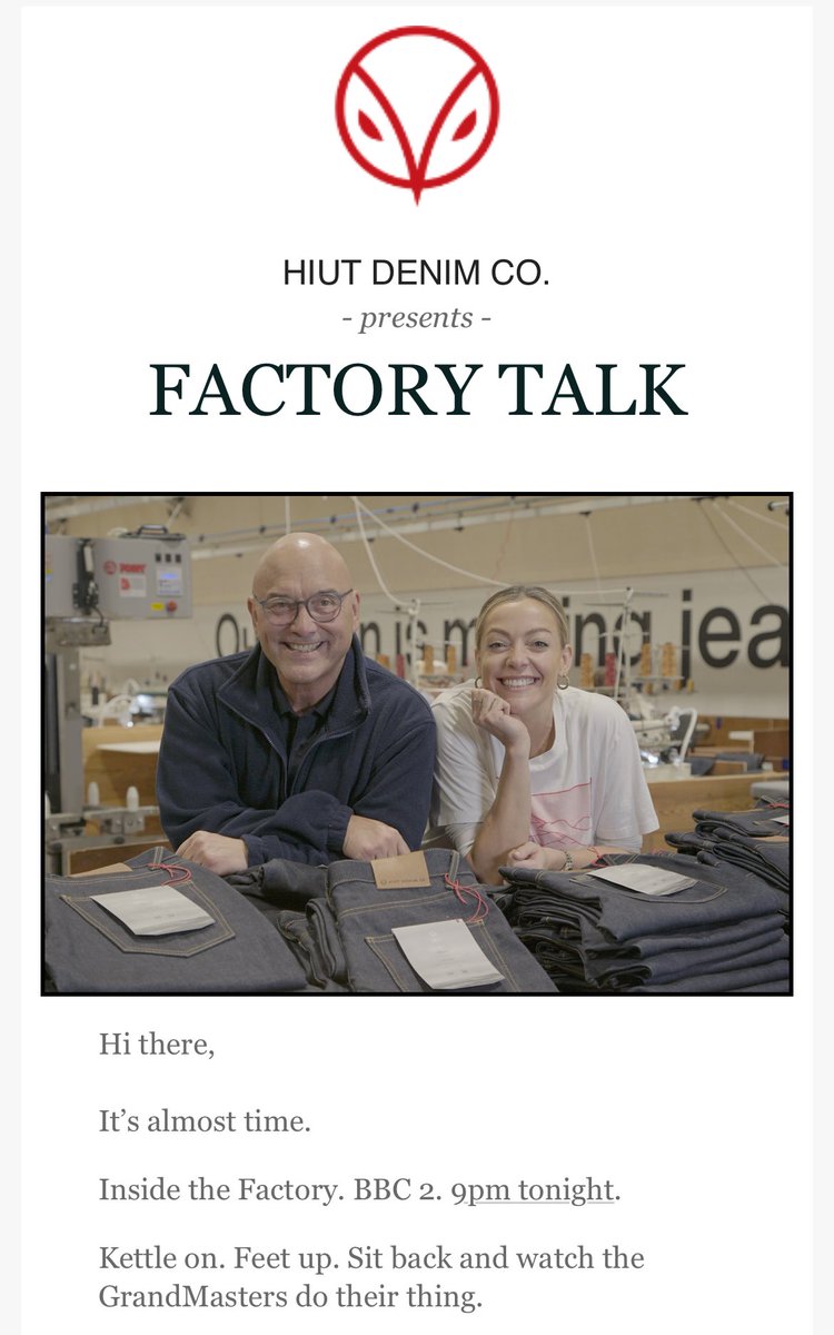 Very proud to see two unique Welsh businesses with such integrity getting the plaudits they deserve. 

<a href="/PaynterJacket/">Paynter Jacket Co.</a> in nytimes.com/2024/01/04/sty…

and <a href="/hiutdenim/">Hiut Denim Co</a> on the BBC