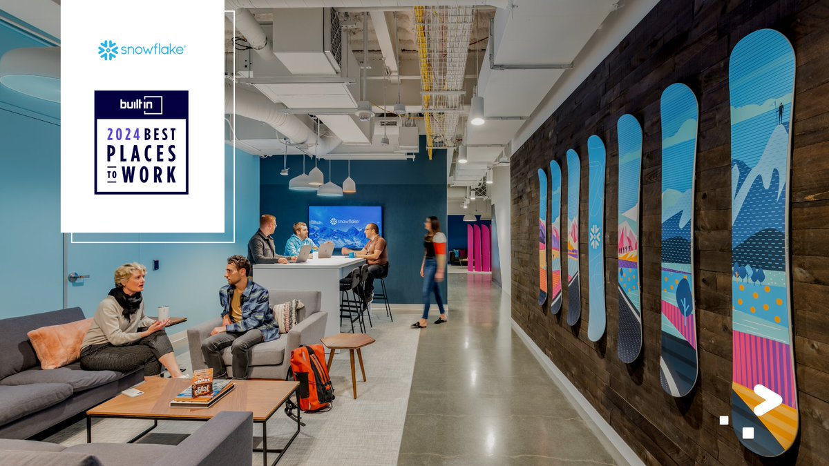 Snowflake's tweet photo. Snowflake is a #2024BuiltInBest U.S. Best Places to Work winner! Thank you @BuiltIn! 

Learn more about our company culture and view open roles at Snowflake: https://t.co/pQSpk8XzWt #Hiring #LifeAtSnowflake

https://t.co/5s7cNkC1Yb https://t.co/a5PNDV3H7i