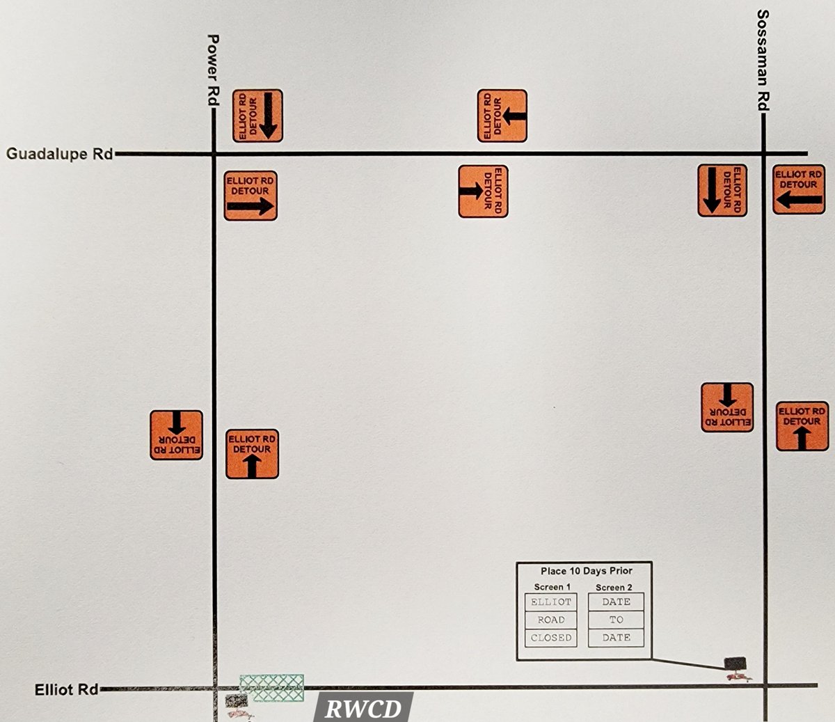 rwcdaz's tweet photo. Upcoming Elliot Rd. Closure. 1/15/24 - 2/2/24.
The RWCD Main Office will not be accessible off the Power Rd. &amp; Elliot Rd. junction during the 3 week closure.
All visitors to the RWCD Main Office will need to access from the Sossaman Rd. &amp; Elliot Rd. junction during this closure. https://t.co/7aDq92h4E1