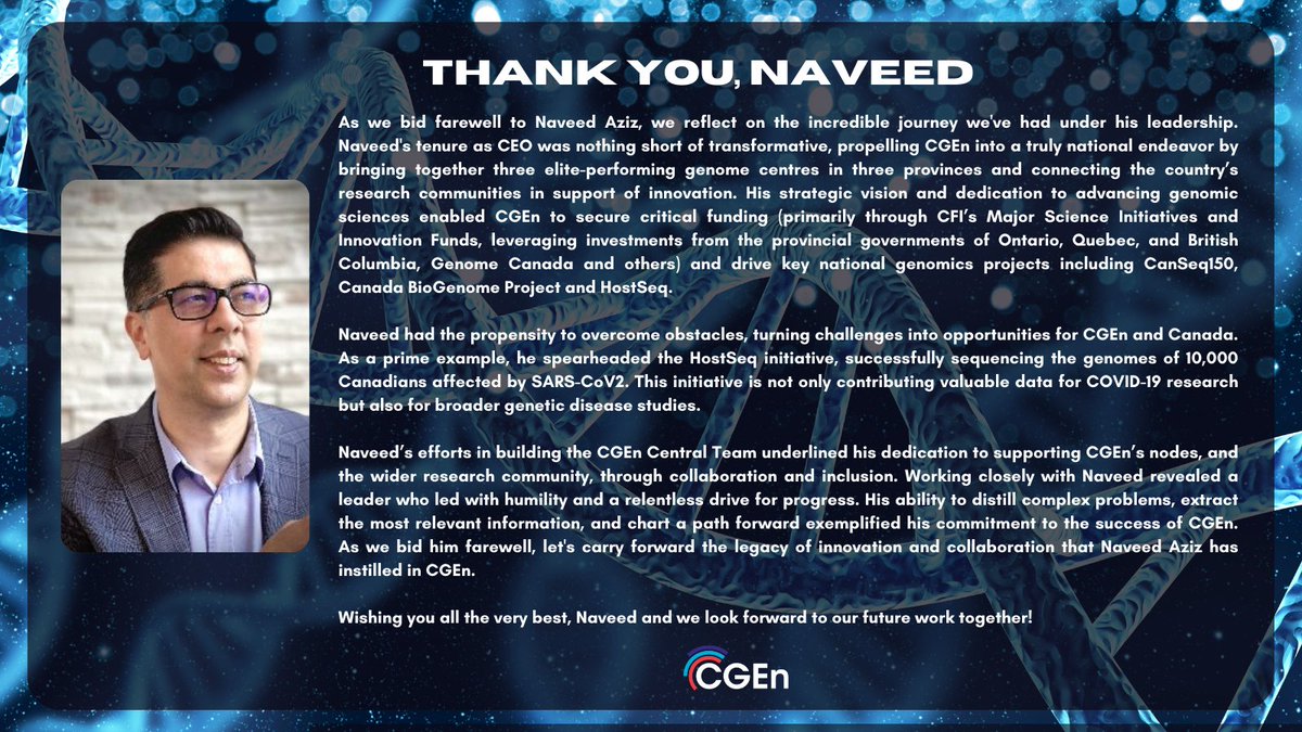 Thank you, Naveed Aziz 

As we bid farewell to <a href="/DNAziz_/">Naveed Aziz</a> , we reflect on the incredible transformative journey of his tenure as CEO, CGEn.

Read our full message 👇