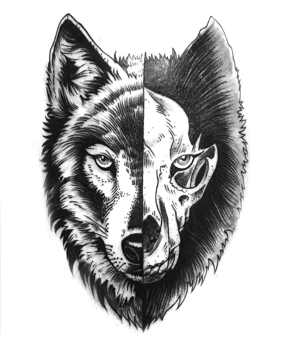 So there’s this one tattoo design that’s pretty popular. A wolf face on one side and a skull on the other side. I love this tattoo design because the message behind it is just so unintentionally GREAT....🧵