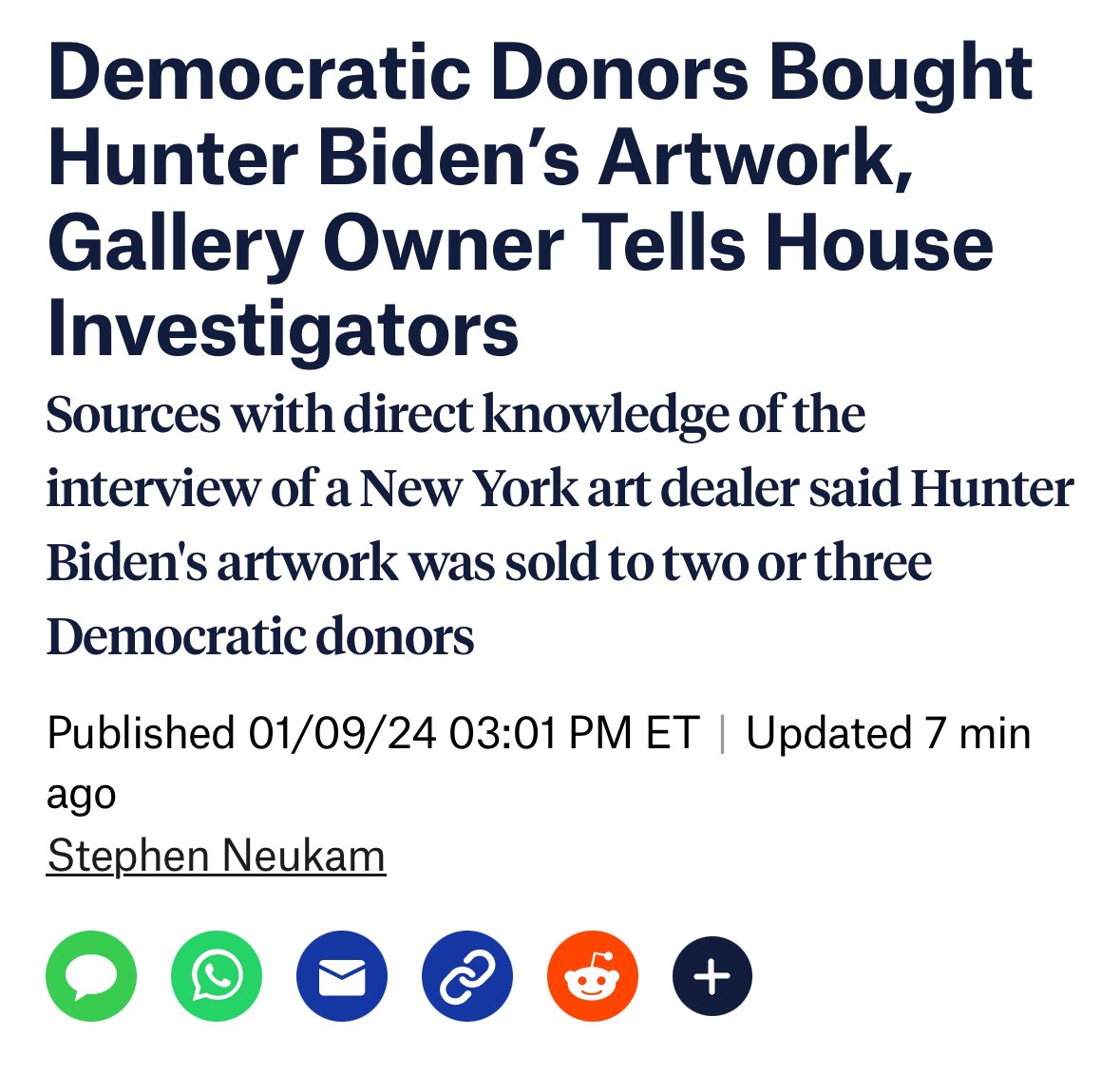 🚨 BREAKING: Democratic Donors Bought Hunter Biden’s Artwork, Gallery Owner Tells House Investigators