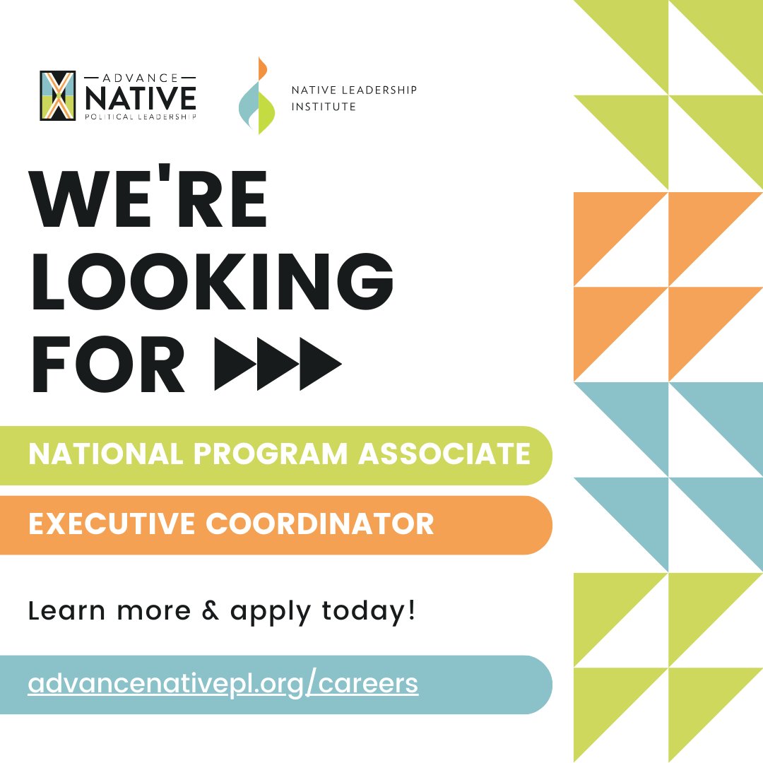 advancenativepl's tweet image. We're excited to share two opportunities to be part of our dynamic team! We're looking for a Nat'l Program Associate ($65-75k + Benefits) &amp;amp; an Executive Coordinator ($65-95k + Benefits). 

Learn more &amp;amp; apply: advancenativepl.org/careers. Let's #BuildNativePower together! ✨✊🏽