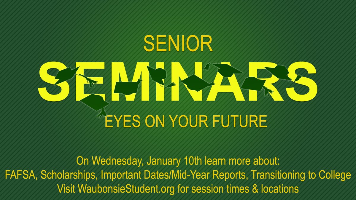 WVCounselors's tweet image. Seniors, tomorrow during Exchange Day we encourage you to attend one of our Senior Seminars. Learn more about changes to the FAFSA, Scholarships, Important Senior Dates &amp;amp; Transitioning to College #FutureReady204