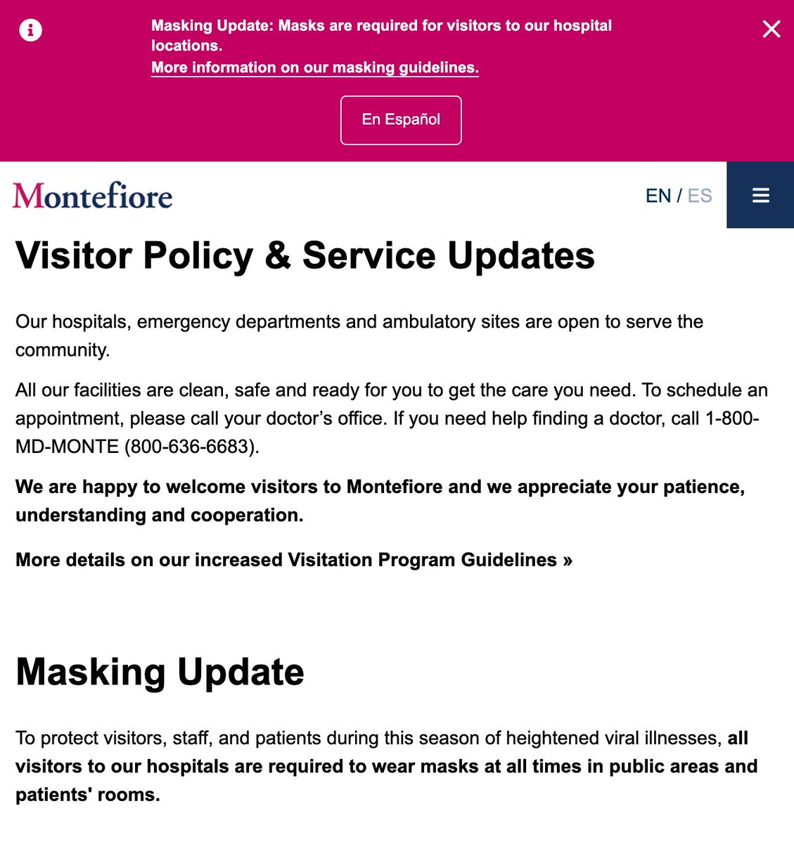 luckytran's tweet photo. Montefiore is requiring masks for all visitors, staff, and patients in public areas and clinical areas.  

https://t.co/lgzU2hScF7 https://t.co/N5E3w1b1qJ
