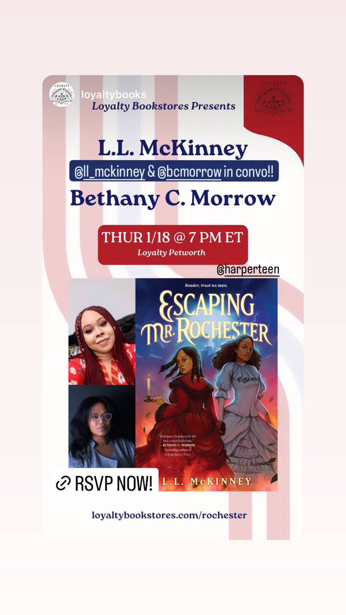 ElleOnWords's tweet photo. Then I’ll be at Loyalty Bookstores with THE @BCMorrow on 1/18 at 7pm et!

https://t.co/wtB4P0nV7O https://t.co/HaH6mQgDLh