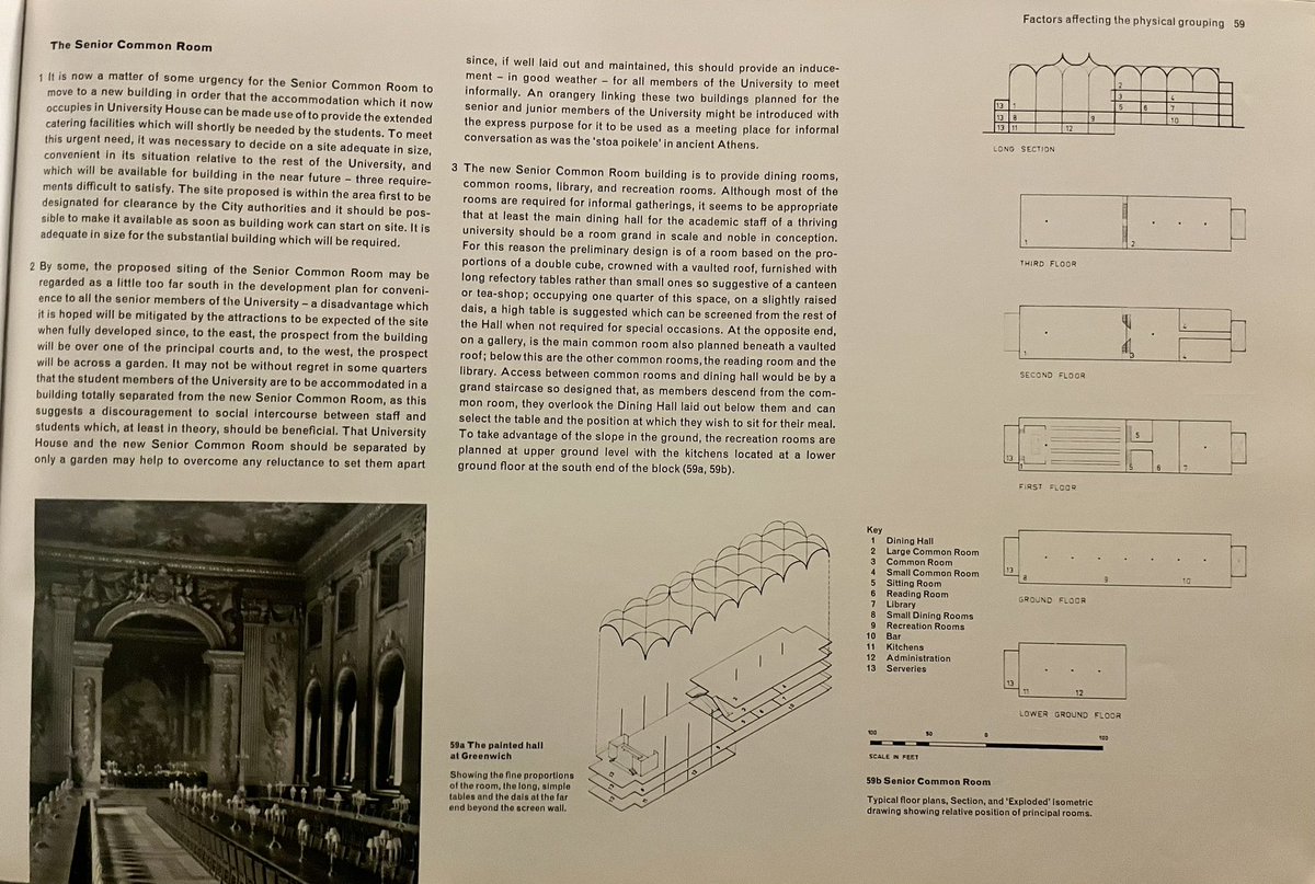 OSaumarezSmith's tweet photo. After many years searching I’ve managed to acquire a copy of Chamberlin Powell &amp; Bon’s 1960 plan for Leeds University. Thing most striking compared to contemporary universities is the astonishingly ambitious plan for an SCR, with a grand double cube dining room based on Greenwich https://t.co/mG5DHdCr4X