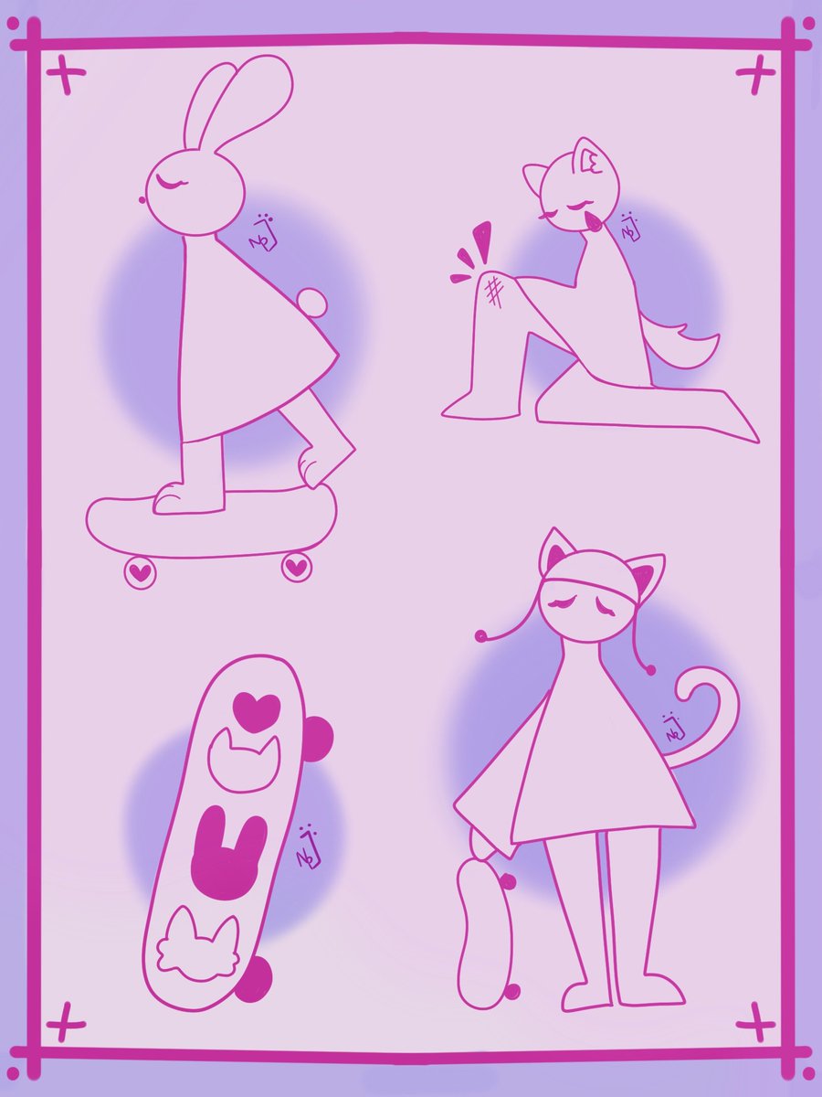 novabeannn's tweet image. Skater animal flash sheet for funsies 

#flashsheet #bunnyart #furryart