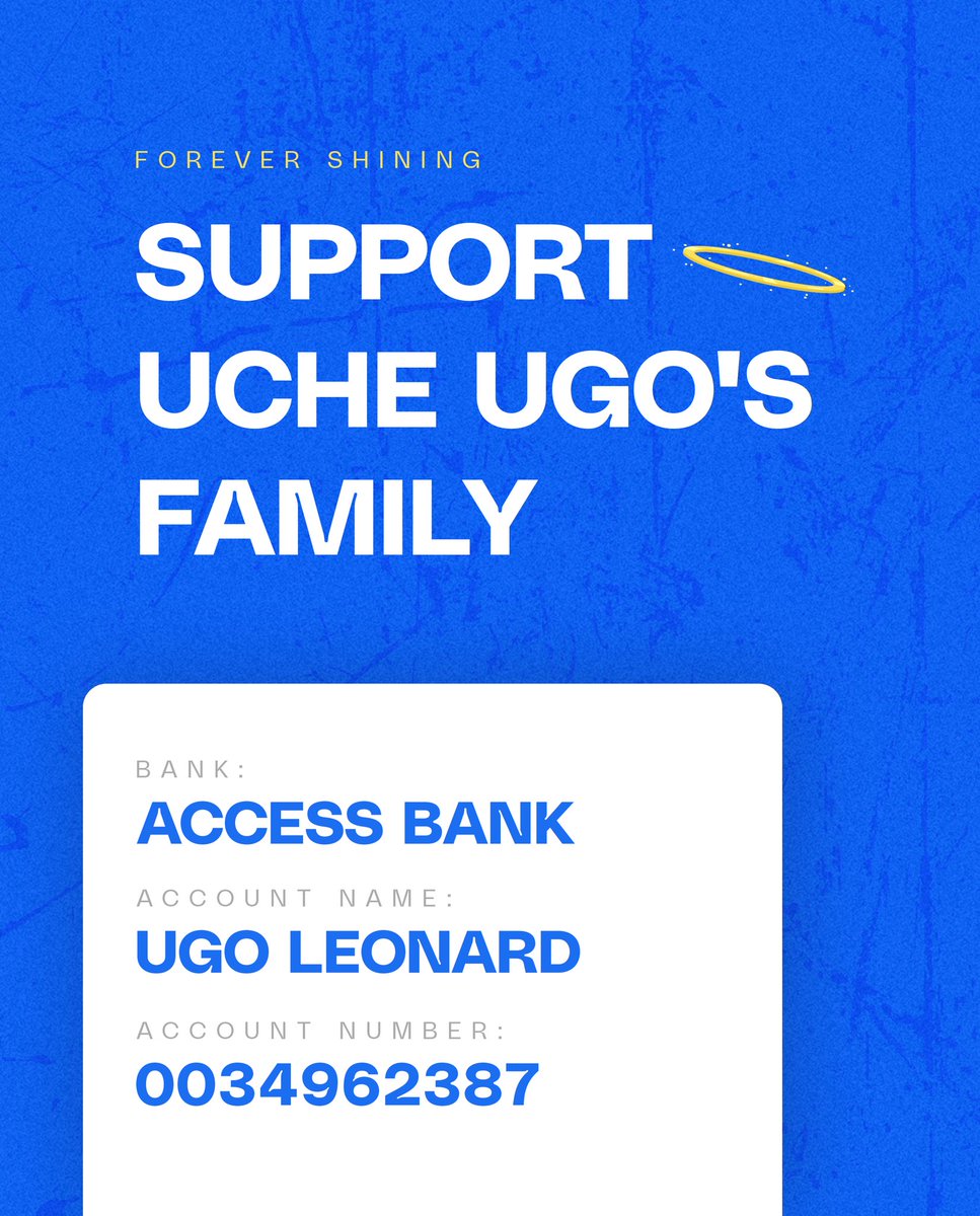 We know for sure that no amount of money can fill the gap UCHE has left but the gesture will go a long way to show our love.

To everyone who has asked how they can support the family, here is one little way.  

*His dad’s account details👇🏾