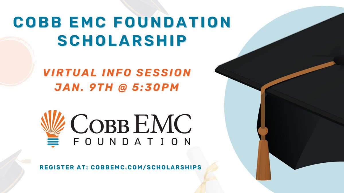 🎓 Attention students! Join us for our virtual information today at 5:30p to learn more about the Foundation Scholarship and application process. Register at cobbemc.com/scholarships.
